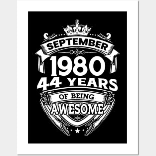 September 1980 44 Years Of Being Awesome 44th Birthday Posters and Art